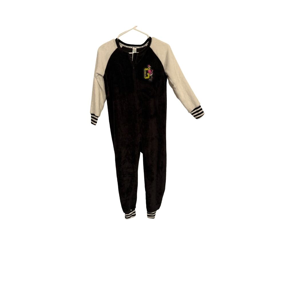 Justice Pajamas Girls 7/8 The Grinch One Piece Front Zip Cozy Pajamas Warm Black